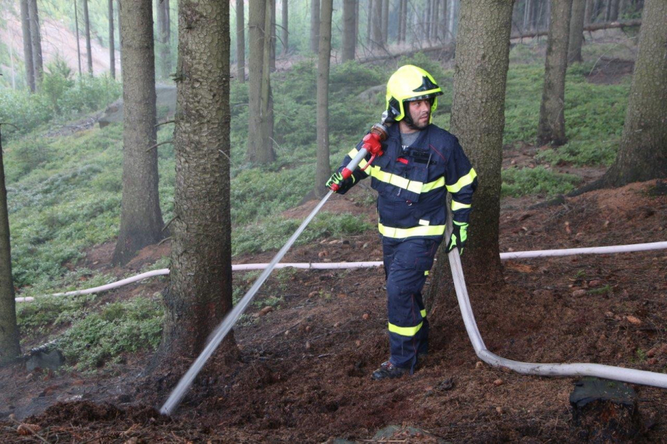 U Prostředního Žlebu na Děčínsku hořel les